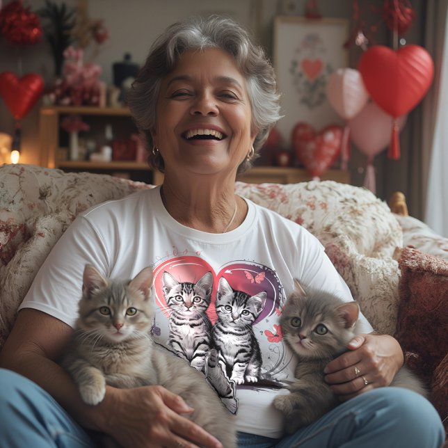 Camiseta Cute Cat Love Unisex (Cute Cat Love Unisex T-Shirt, Valentine's Gift, Cat Lover Apparel, Artistic Tee, Softstyle Shirt)