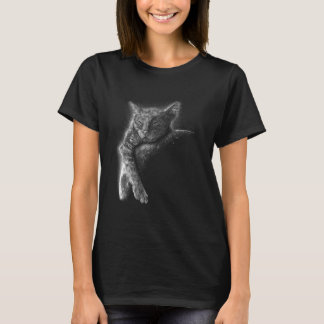 Camiseta Cute cat lying on moon graphic for men women child