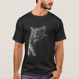 Camiseta Cute cat lying on moon graphic for men women child