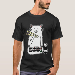 Camiseta Cute Cat Maki & Nigiri Sushi Hashis, Japonês