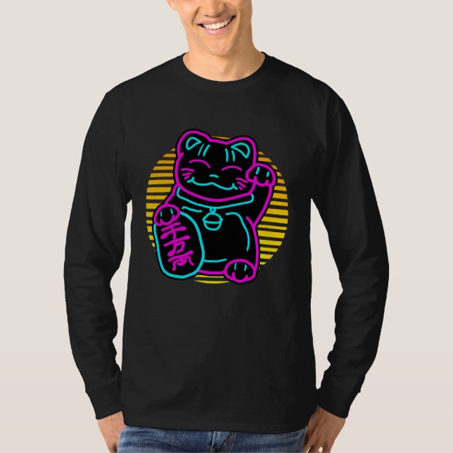 Camiseta Cute Cat Maneki Neko Japanese Welcome Kitten (Frente)