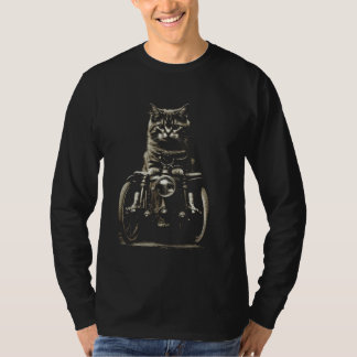 Camiseta Cute Cat Motorbike Vintage Graphic Tees Men Women