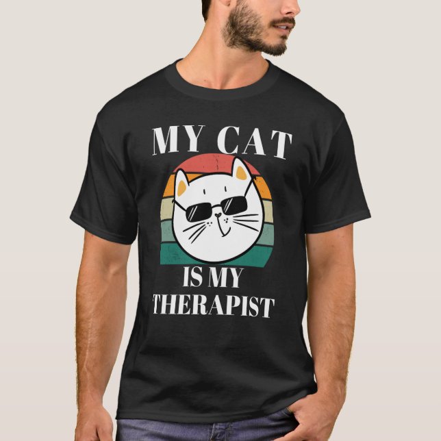 Camiseta Cute Cat My Cat is My Therapist (Frente)