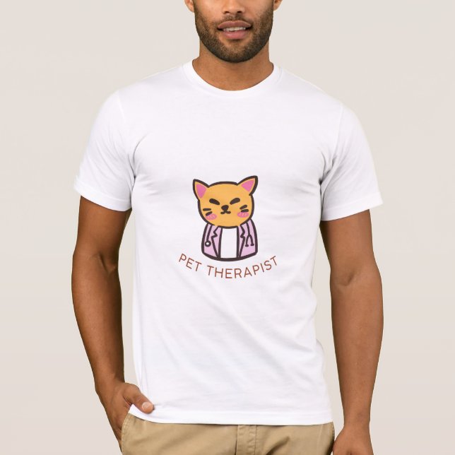 Camiseta Cute Cat Pet Therapist Cartoon Design (Frente)