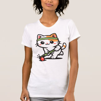 Camiseta Cute Cat Playing Field Hockey
