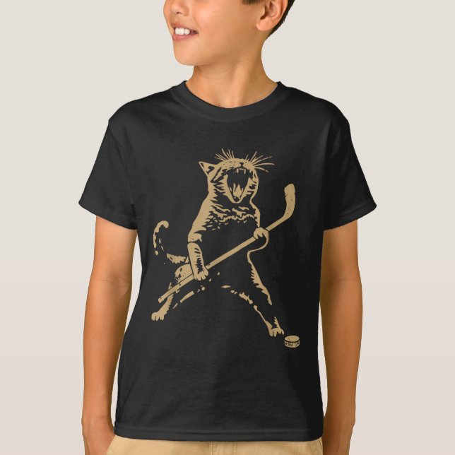 Camiseta Cute Cat Playing Ice Hockey Lover Player Funny  (Frente)