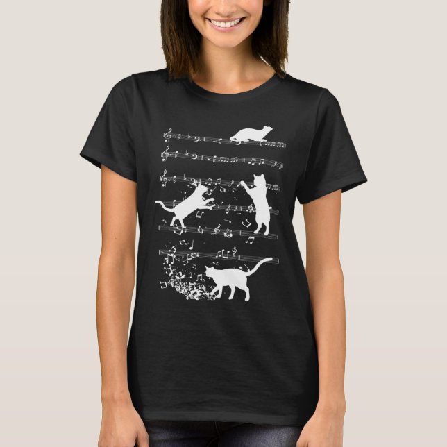 Camiseta Cute Cat Playing Music Notes Jazz Day  Jazz Musi (Frente)
