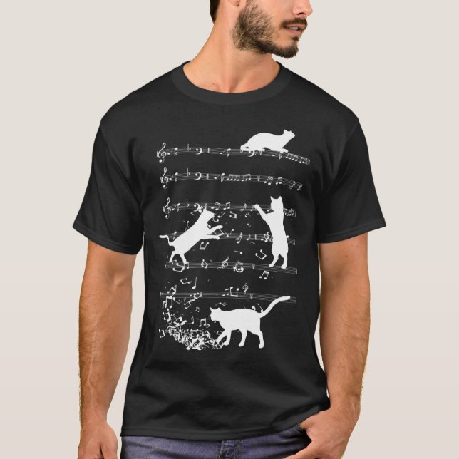 Camiseta Cute Cat Playing Music Notes Jazz Day  Jazz Musi (Frente)