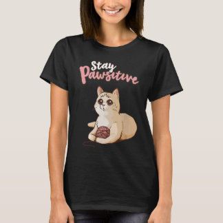 Camiseta Cute Cat Positive Thinking Optimism Stay Pawsitiv