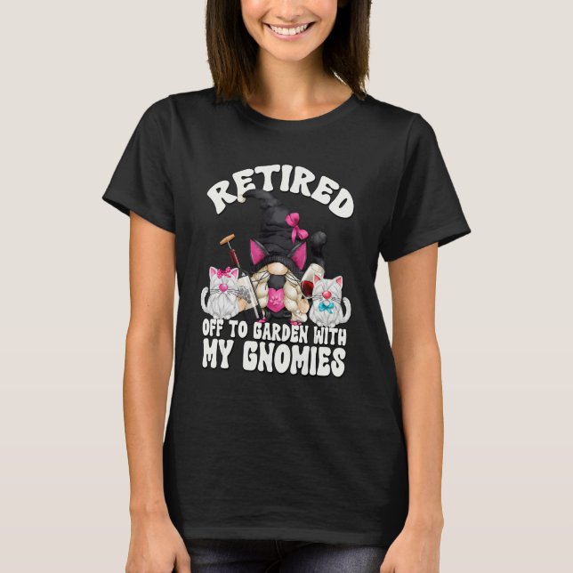 Camiseta Cute Cat Retired Mom Gnome For Cat Grandma Wine Re (Frente)