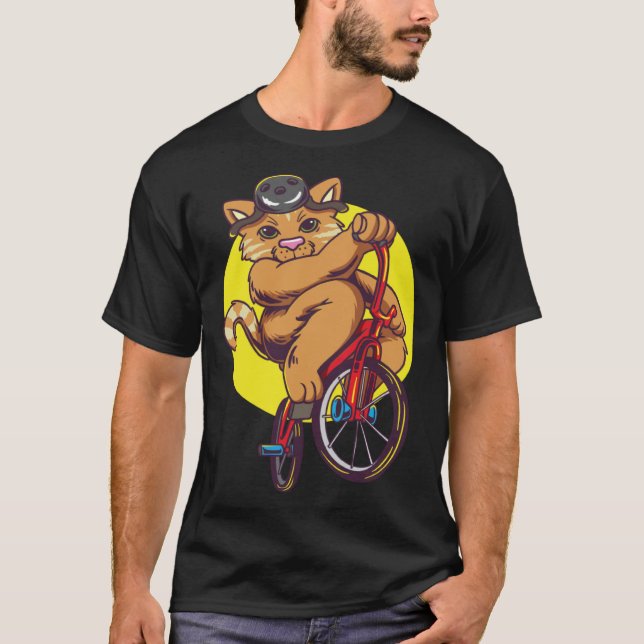 Camiseta Cute cat riding a BMX bike (Frente)
