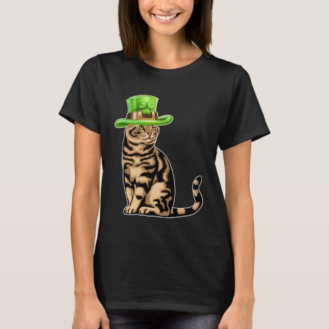 Camiseta Cute Cat Saint Patrick Day  Happy St Kitten Day (Frente)