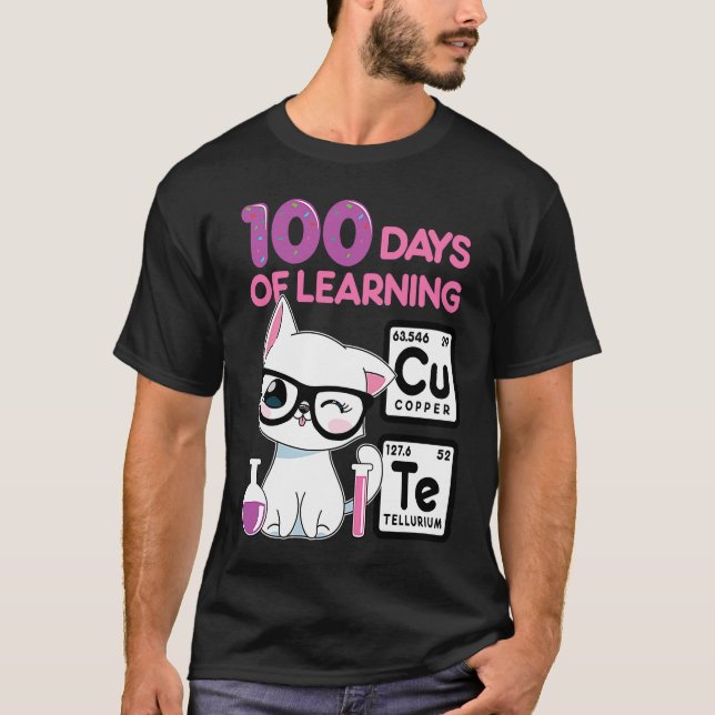 Camiseta Cute cat scientist 100 school days girls (Frente)