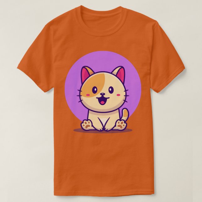 Camiseta Cute Cat Sitting (Frente do Design)
