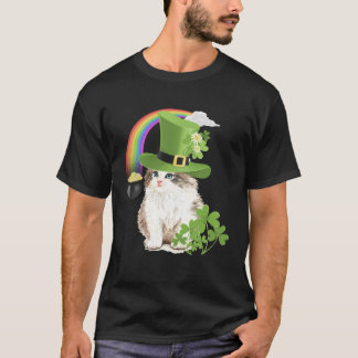 Camiseta Cute Cat  St Patricks Day Shamrock Rainbow Patty K