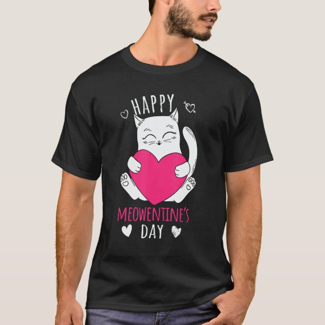 Camiseta Cute Cat Valentines Day Outfit For Women Or Girls  (Frente)