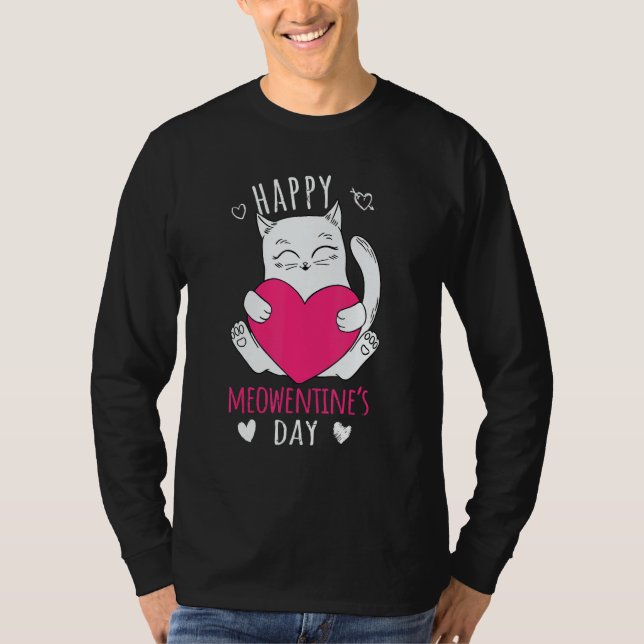 Camiseta Cute Cat Valentines Day Outfit For Women Or Girls  (Frente)