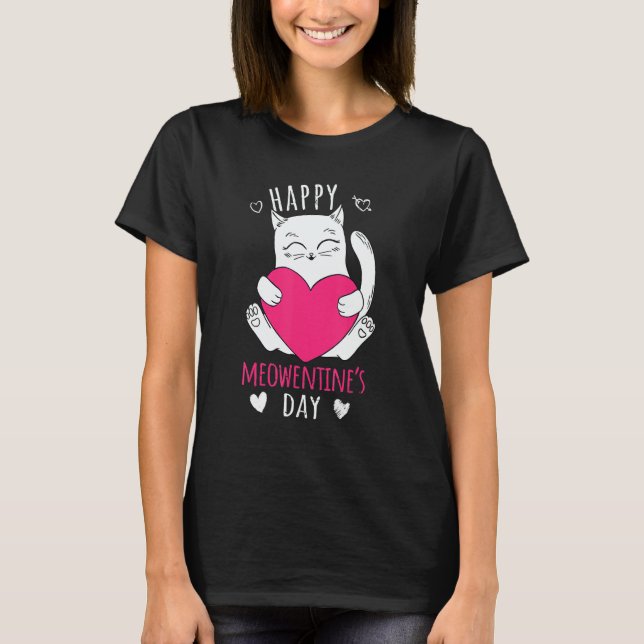 Camiseta Cute Cat Valentines Day Outfit For Women Or Girls  (Frente)
