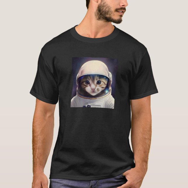 Camiseta Cute Cat Wearing an Astronaut Helmet for Cat & Fel (Frente)