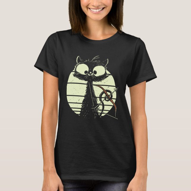 Camiseta Cute Cat With Bow And Arrow Archer Cat (Frente)