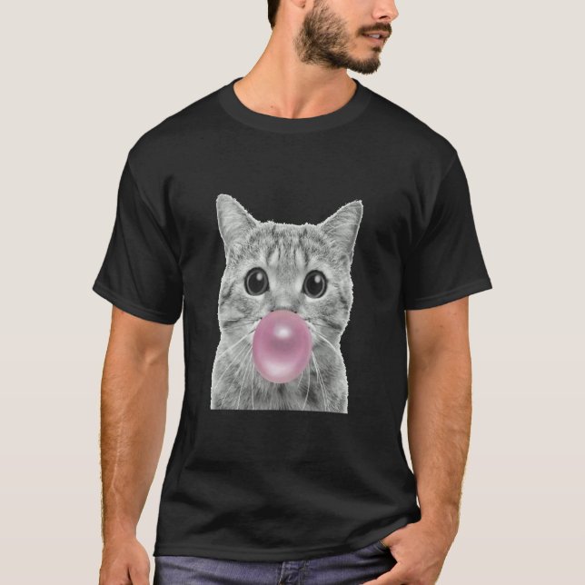 Camiseta Cute cat with chewing gum bubble  cat chewing gum  (Frente)