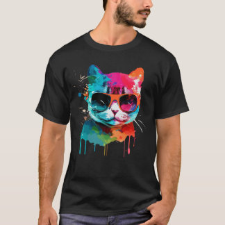 Camiseta Cute cat with cool sunglasses for kitten Colorful