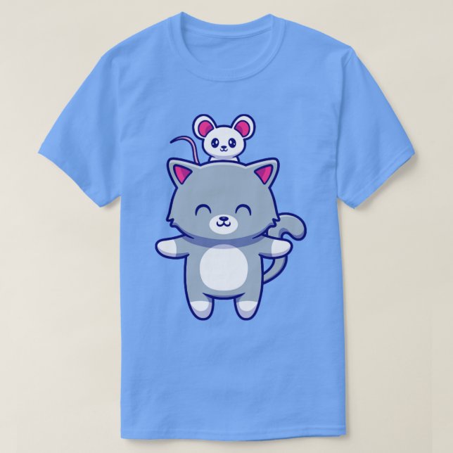 Camiseta Cute Cat With Cute Mouse (Frente do Design)