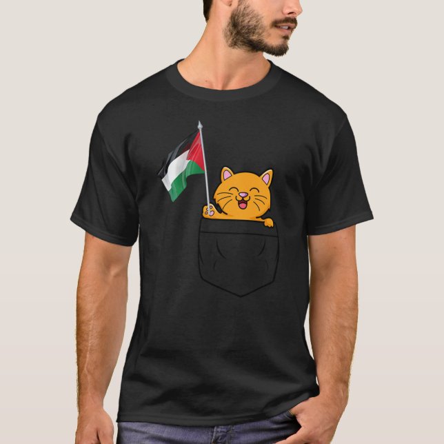 Camiseta Cute Cat with Palestine Flag Palestinian Support A (Frente)