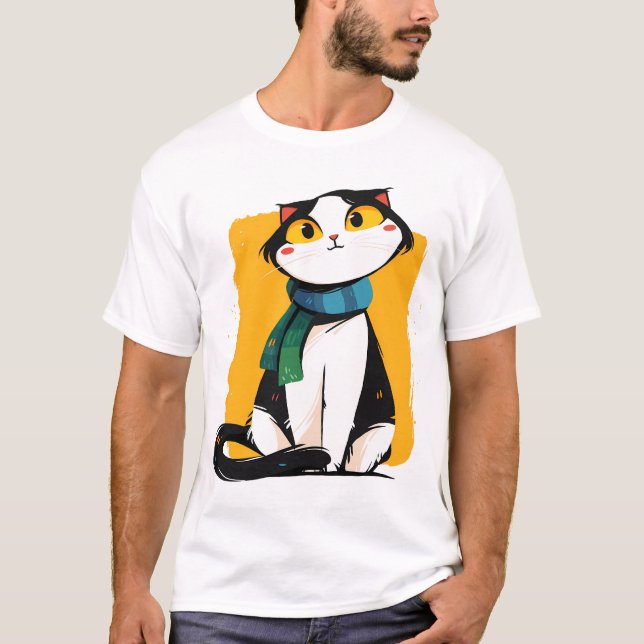 Camiseta Cute Cat with Scarf (Frente)