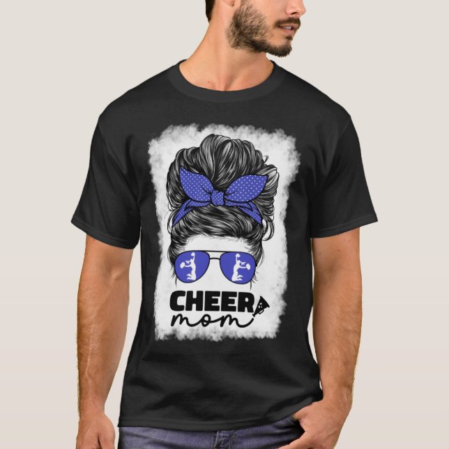 Camiseta Cute Cheer Mom For Women Cheerleader Mom Blue Mess (Frente)