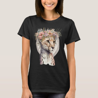 Camiseta Cute Cheetah Flower Crown Boho Aesthetic