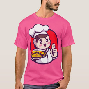Camiseta Cute Chef Serving Pizza Cartoon