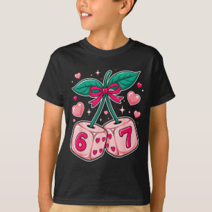 Camiseta Cute Cherry Dados de São Valentim Rosa Kawaii 67 M