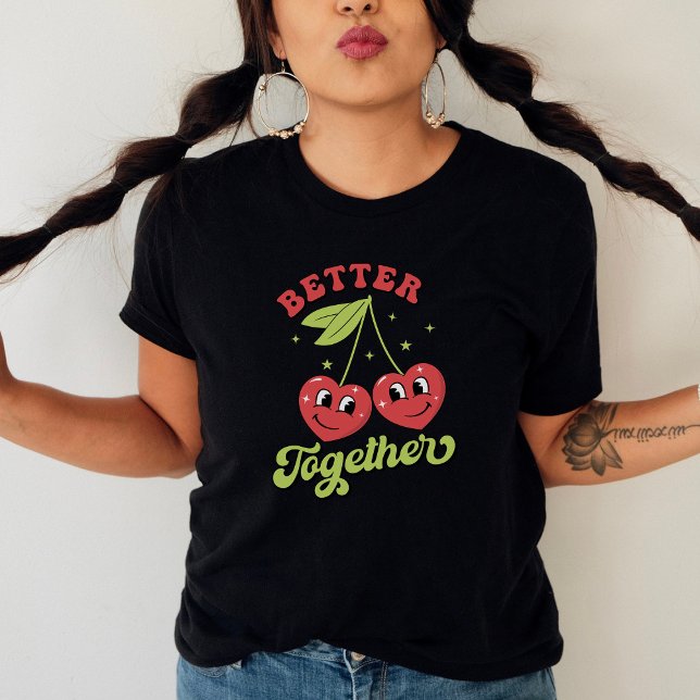 Camiseta Cute Cherry Hearts Friends Better Together T-Shirt (Criador carregado)