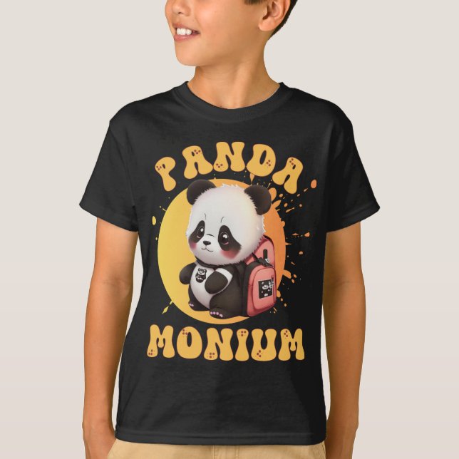 Camiseta Cute Chibi Kawaii Panda Name School Year On Back B (Frente)