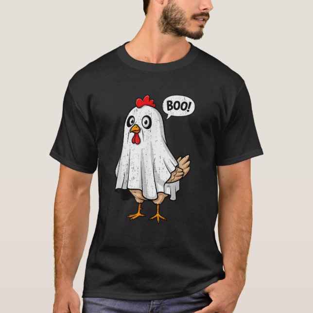 Camiseta Cute Chicken Boo Happy Halloween Costume Men Women (Frente)