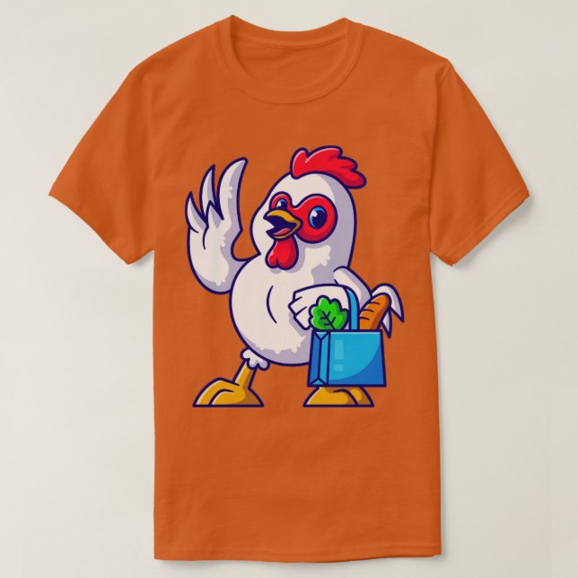 Camiseta Cute chicken Groceries Shopping Cartoon (Frente do Design)
