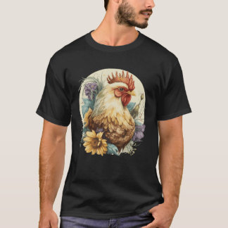 Camiseta Cute Chicken Sunflower Chicken  Farm Animal