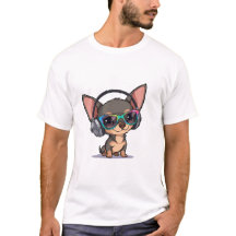 Cute Chihuahua With Headphone & Sunglasses