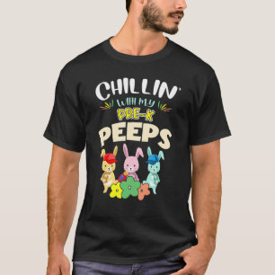 Camiseta Cute Chillinu2019 With My Pre K Kids Bunnies Happy