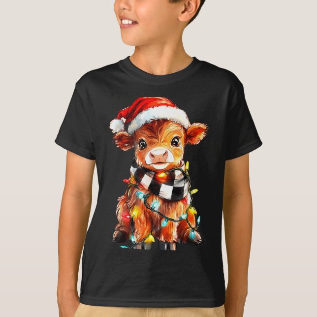Camiseta Cute Christmas Baby Highland Cow F Thanksgiving  (Frente)