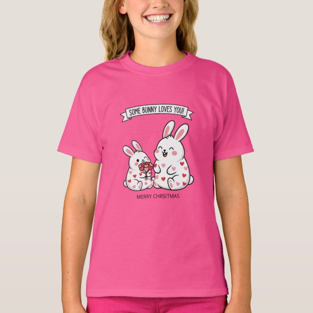 Camiseta Cute Christmas Bunny Kids T-Shirt  (Frente)