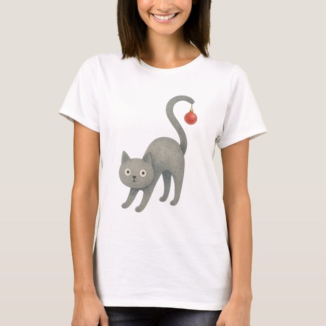 Camiseta Cute Christmas Cat Holiday (Frente)