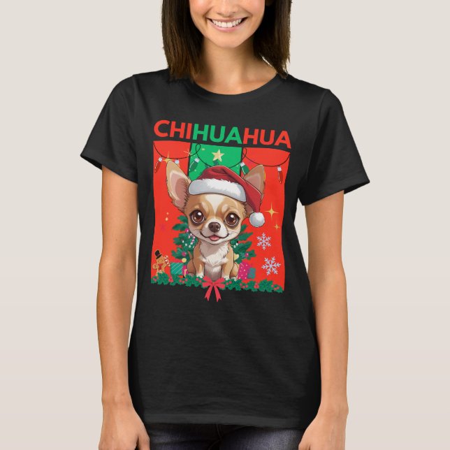Camiseta Cute Christmas Chihuahua | Festive Holiday Dog (Frente)