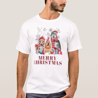 Camiseta 🐶 Cute Christmas Dogs with Gifts – Festive Merry
