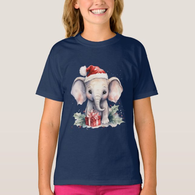Camiseta Cute Christmas Elephant (Frente)