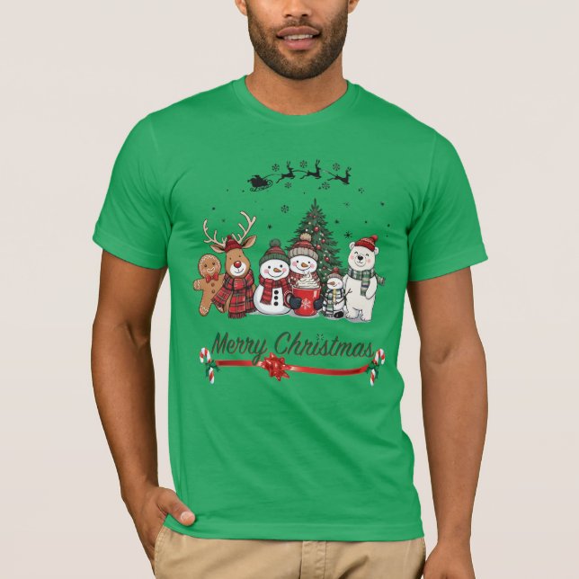 Camiseta Cute Christmas Friends Shirt, Merry Christmas Squa (Frente)