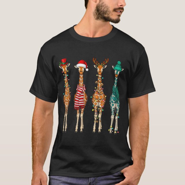 Camiseta Cute Christmas Giraffe Funny Animal Lover Gift Kid (Frente)