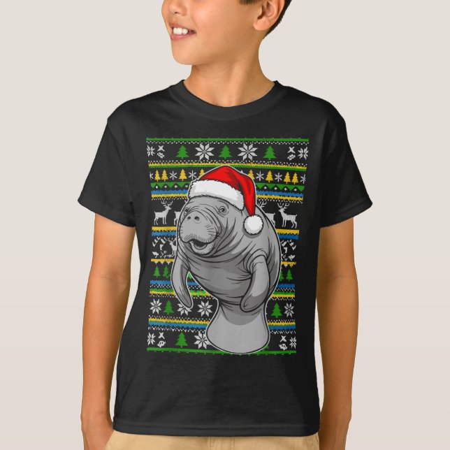 Camiseta Cute Christmas Manatee Shirt, Manatee Ugly Xmas Sw (Frente)