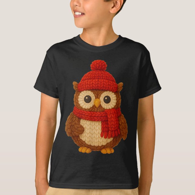 Camiseta Cute Christmas Owl Winter Snow  (Frente)